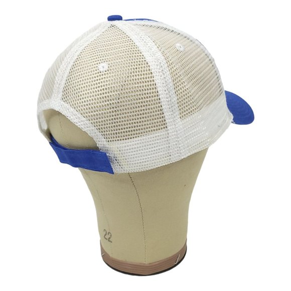 Omega Motion Mesh Strapback Cap Trucker Baseball Hat Vitronic Blue White - Picture 9 of 12